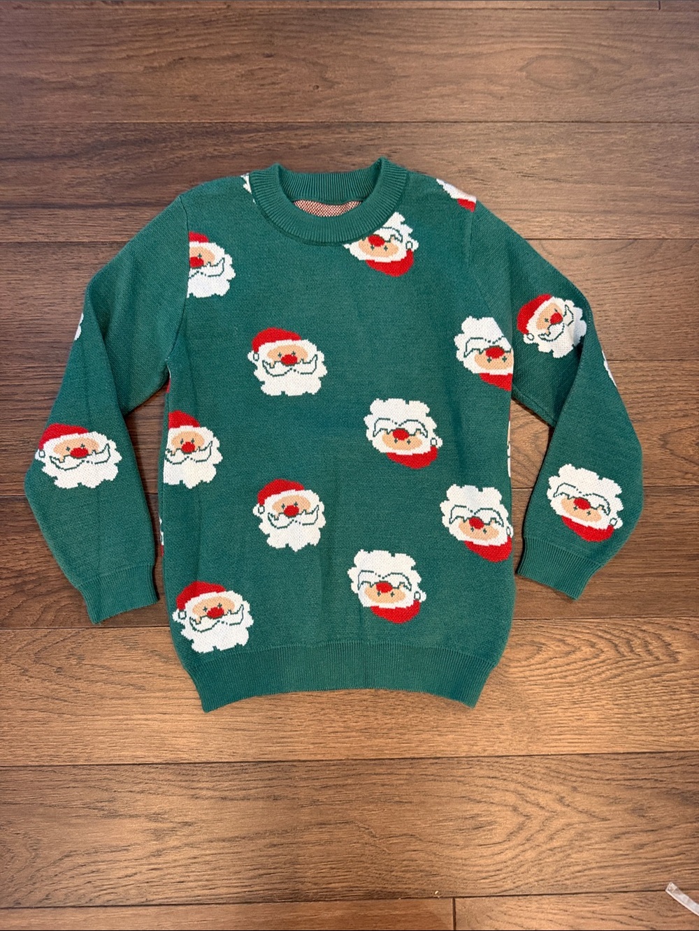 SHEIN Kids Green Santa Pattern Holiday Sweater Size 7 - P19